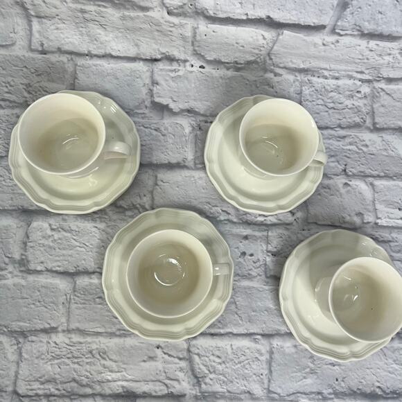 Mikasa French Countryside Cup and Saucer Set of 4 White F9000 - Picture 4 of 5